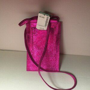 Metallic Fuchsia Leather Phone Holder/Case from Simons Canada - New with Tag